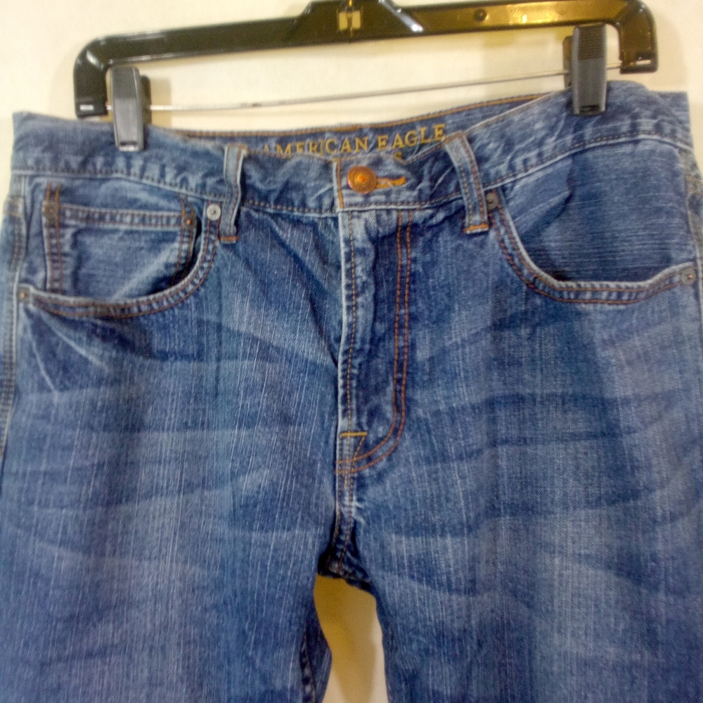 Mens American Eagle Dark Blue Original Straight Denim Jeans 34 - Picture 2 of 5
